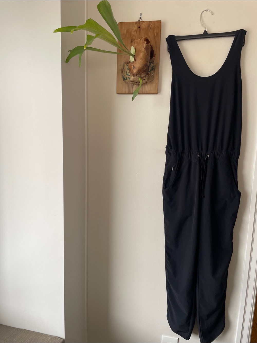 Patagonia Black Sleeveless Drawstring-Waist Jumpsuit